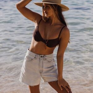 NWT Billabong Riley Cut Off Denim Shorts Size 31 12 Light Wash High Waist 4”